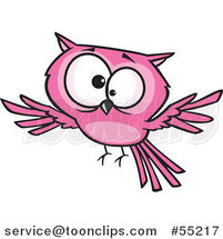 Cartoon Cross Eyed Pink Owl by Toonaday