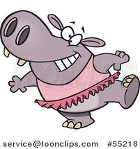 Cartoon Ballet Hippo in a Pink Tutu by Toonaday