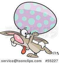 Cartoon Tired Easter Bunny Carrying a Big Egg by Toonaday