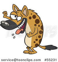 Laughing Hyena Slobbering and Holding up a Paw Cartoon by Toonaday