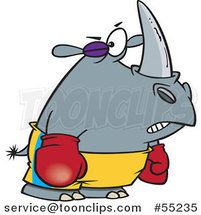 Boxer Rhino with a Black Eye Cartoon by Toonaday