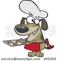 Cartoon Chef Dog Holding Fresh Baked Biscuits on a Tray by Toonaday