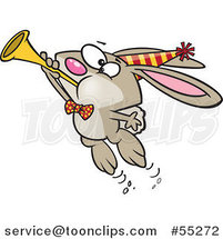 Cartoon New Year Party Rabbit Blowing a Horn by Toonaday