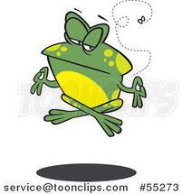 Cartoon Floating Meditating Frog and Fly by Toonaday