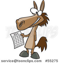 Cartoon Happy Horse Holding a 2014 New Year Calendar by Toonaday