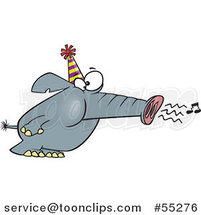 Cartoon Party Elephant Blowing His Trunk like a Horn by Toonaday