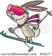 Cartoon Skiing Bunny Rabbit by Toonaday
