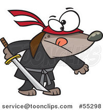 Cartoon Ninja Dog Holding a Sword by Toonaday