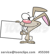 Cartoon Brown Easter Bunny Rabbit Holding a Sign by Toonaday