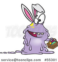 Cartoon Monster Easter Bunny Rabbit Holding a Basket by Toonaday