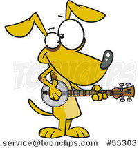 Cartoon Musician Dog Playing a Banjo by Toonaday