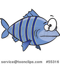 Cartoon Blue Striped Fish by Toonaday