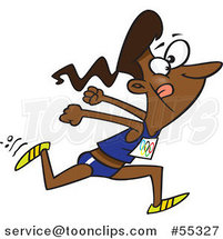 Cartoon Black Track and Field Lady Sprinting by Toonaday