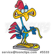 Cartoon Rooster Measuring and Weighing Himself by Toonaday