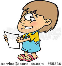 Cartoon Happy Girl Holding a Report by Toonaday