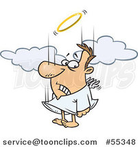 Cartoon Falling Angel Trying to Flap His Tiny Wings to Gain Altitude by Toonaday