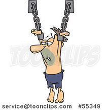 Cartoon Prisoner Suspended from Chains by Toonaday