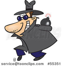 Cartoon Sneaky Spy Carrying a Bomb Behind His Back by Toonaday