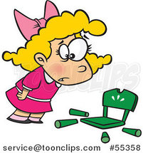 Cartoon Girl Goldilocks with a Broken Chair by Toonaday