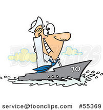 Cartoon Sailor Guy Cruising on a Ship by Toonaday