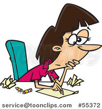 Cartoon Author Lady with Writers Block by Toonaday