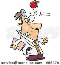 Cartoon Apple Hitting a Doctor in the Head by Toonaday