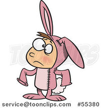Cartoon Sad Boy in a Bad Bunny Halloween Costume by Toonaday