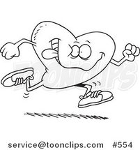 Cartoon Coloring Page Line Art of a Running Heart by Toonaday