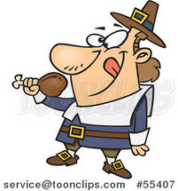 Cartoon Hungry Thanksgiving Pilgrim Eating a Drumstick by Toonaday