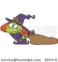 Cartoon Halloween Witch Girl Hauling Her Candy Sack by Toonaday