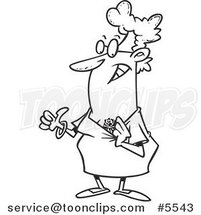 Cartoon Black and White Line Drawing of a Granny Showing Her Rose Tattoo by Toonaday