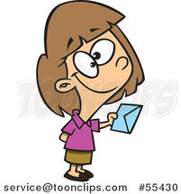 Cartoon Sweet Girl Holding out an Invitation by Toonaday
