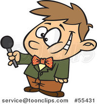 Cartoon Interviewing Boy Holding out a Microphone by Toonaday