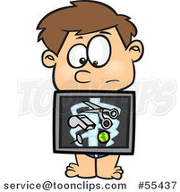 Cartoon Boy with an Xray Showing Swallowed Items by Toonaday