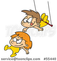 Cartoon Boy and Girl on a Trapeze by Toonaday