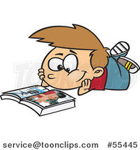 Cartoon Boy Reading a Catalog by Toonaday