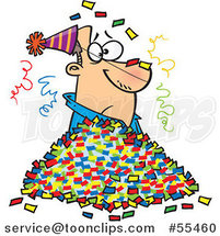 Cartoon Guy in a Pile of Party Confetti by Toonaday