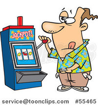 Cartoon Guy at a Casino Slot Machine by Toonaday