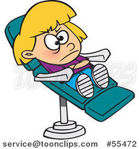 Cartoon Stubborn Girl in a Dentist Chair by Toonaday