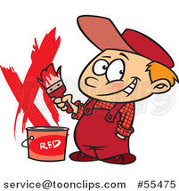 Cartoon Painter Boy with a Bucket of Red Paint by Toonaday
