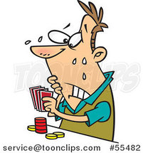 Cartoon Flushed Guy Playing Poker by Toonaday
