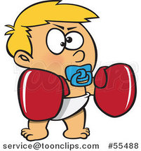 Cartoon Blond Toddler Boy with Boxing Gloves by Toonaday