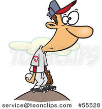 Cartoon Baseball Player on the Pitchers Mound by Toonaday