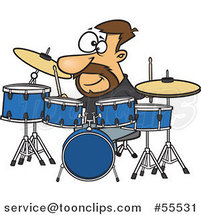 Cartoon Drummer Dude with His Instruments by Toonaday