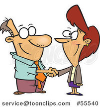 Businessman and Lady Shaking Hands Cartoon by Toonaday
