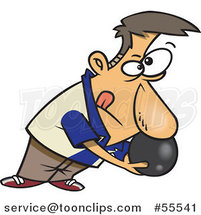 Guy Licking His Lips and Holding a Bowling Ball Cartoon by Toonaday