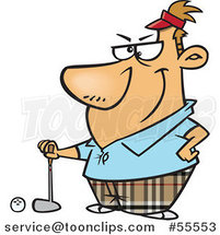 Serious Golfer Guy Posing Cartoon by Toonaday