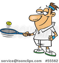 Cartoon White Guy Bouncing a Ball on His Tennis Racket by Toonaday