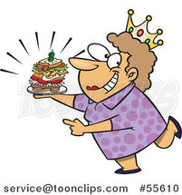 Cartoon White Sandwich Queen Lady Wearing a Crown by Toonaday