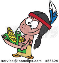 Cartoon Native American Boy Holding Corn by Toonaday